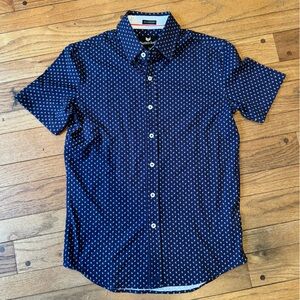 Butter Men's Dark Blue Geometric Shirt